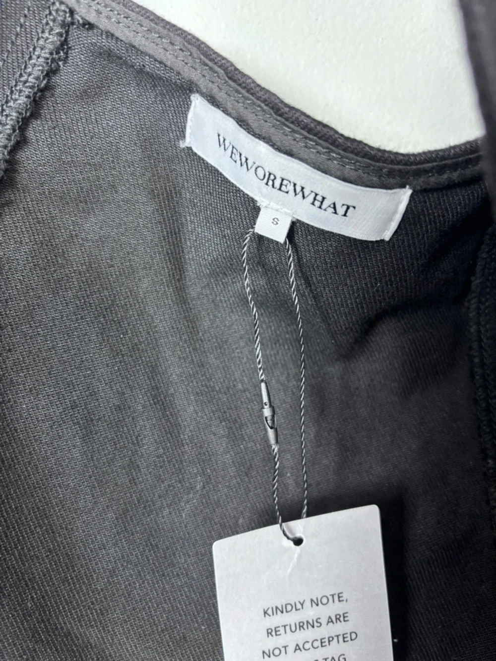 WeWoreWhat Revolve Black Denim Halter Backless Collared Vest Size Small NWT - Picture 6 of 7